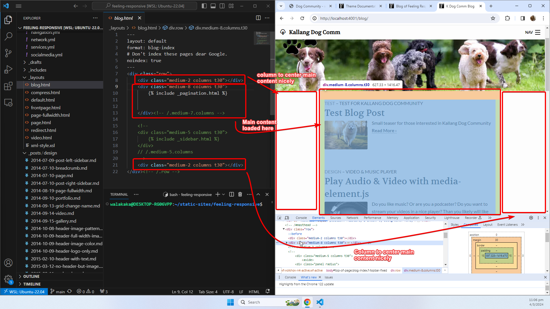 image showing the blog layout udpated to remove sidebar