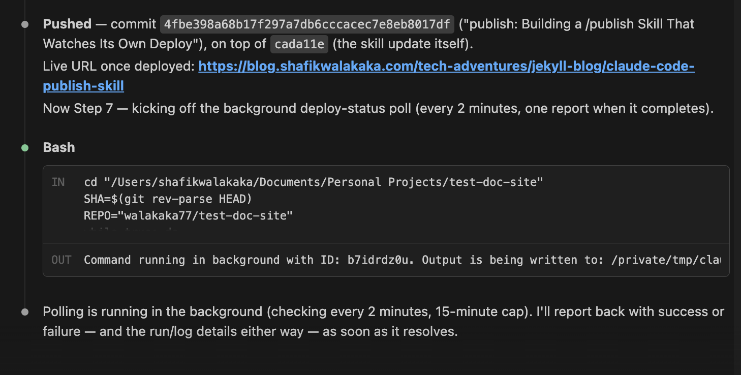 Step 7: launching the background poll for deploy status