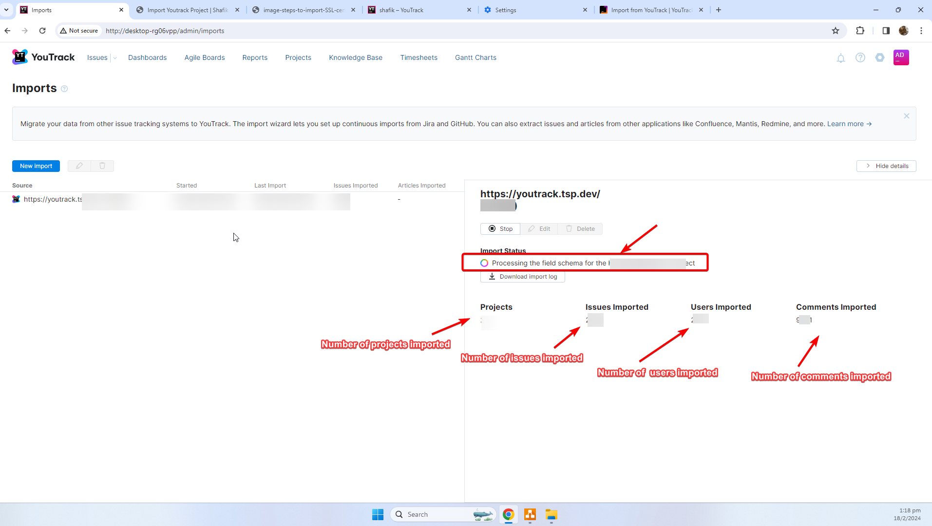 image showing the tracking of import