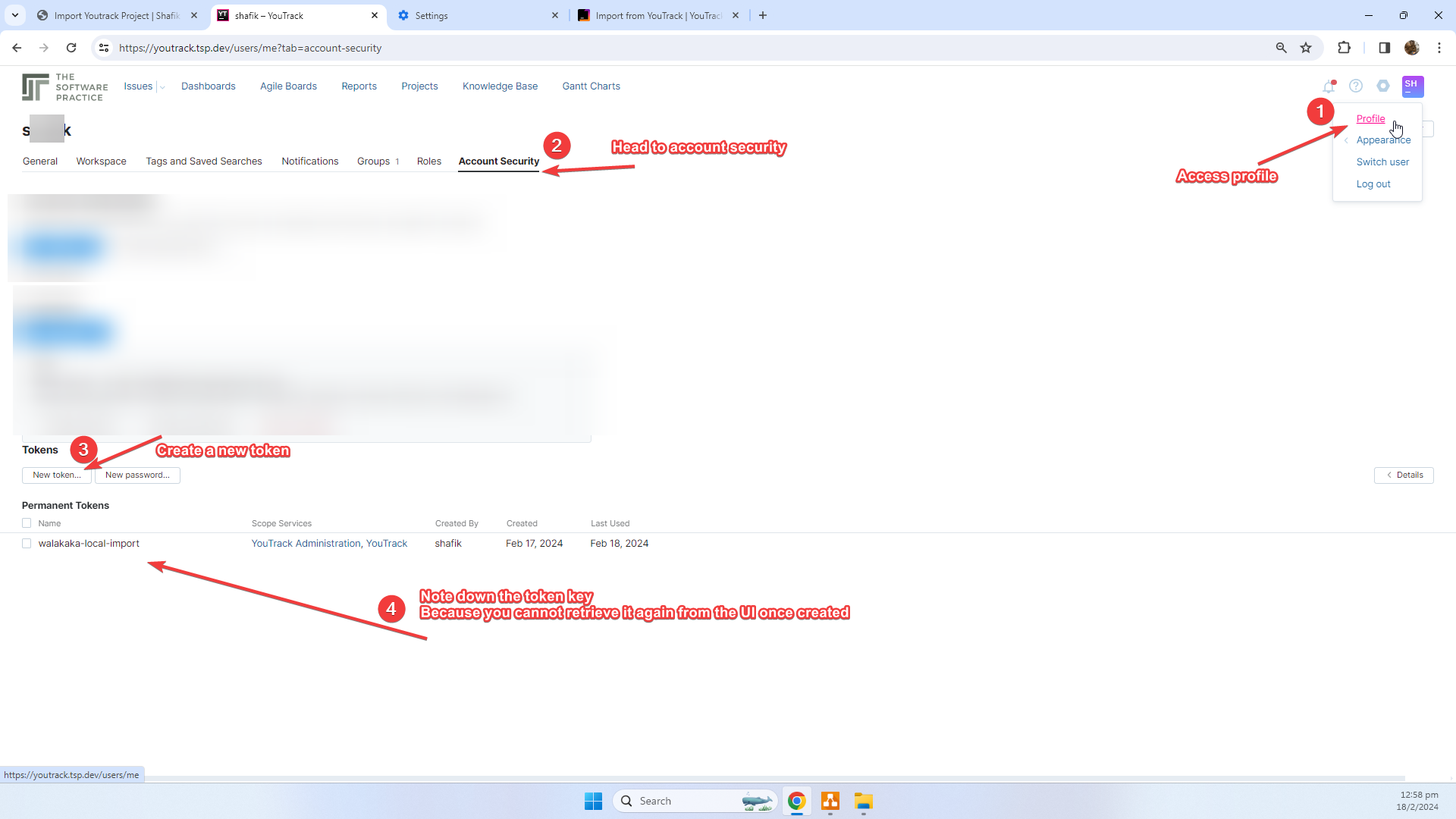 image showing how to generate access token