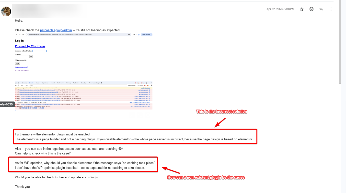 Incorrect troubleshooting steps highlithed