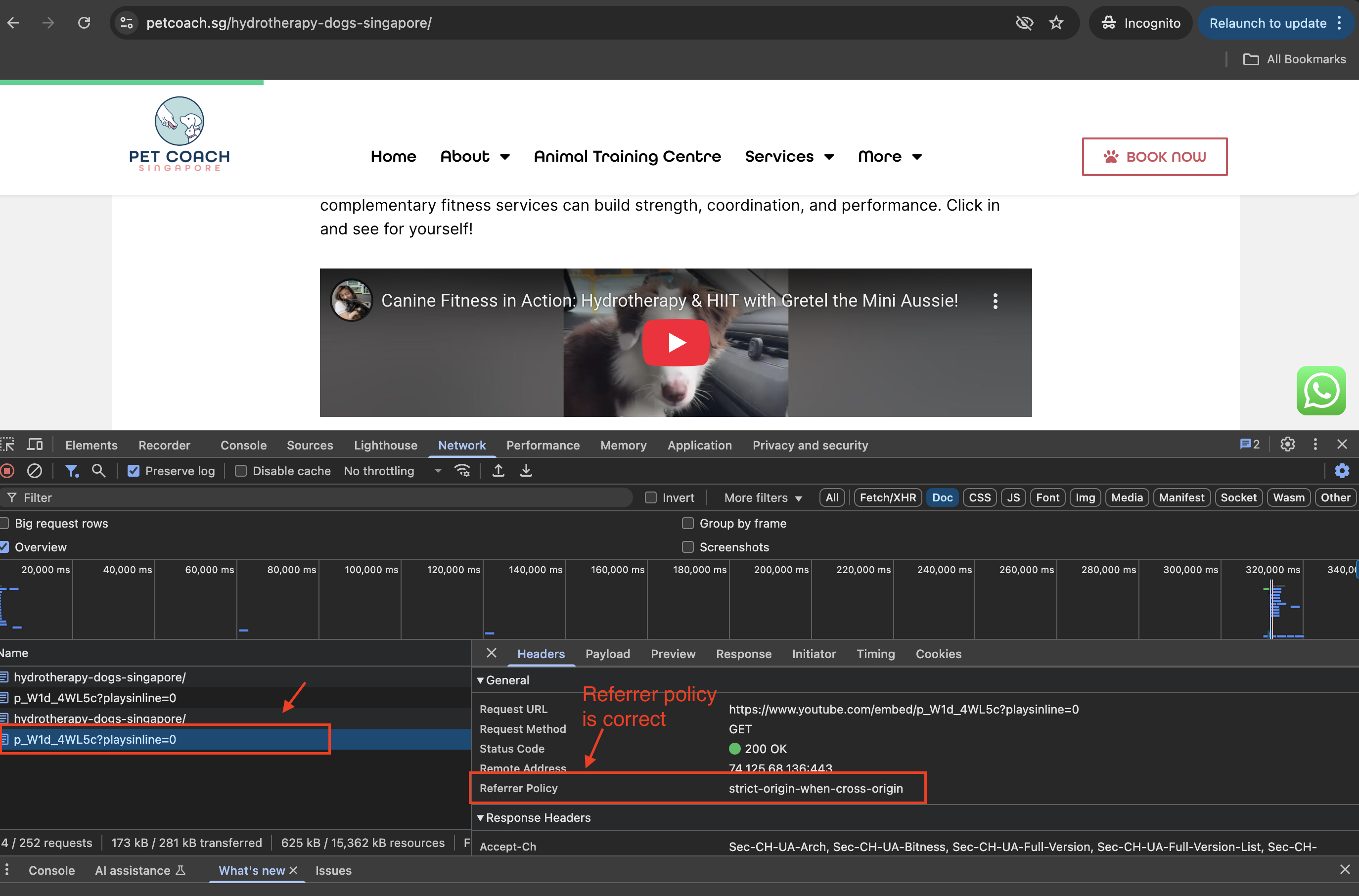 referrer policy sent by iframe is correct