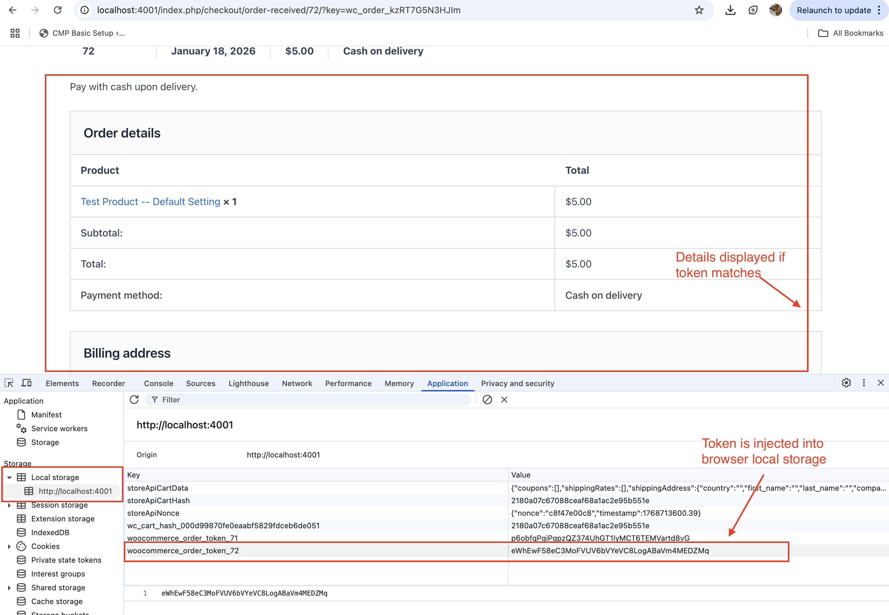 browser token stored in browser local storage