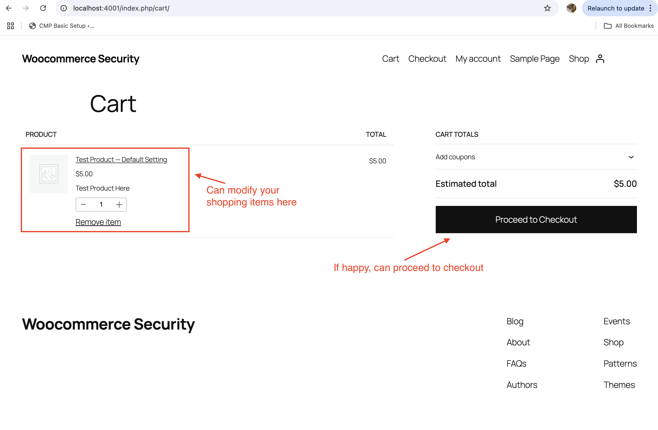 woocommerce cart page
