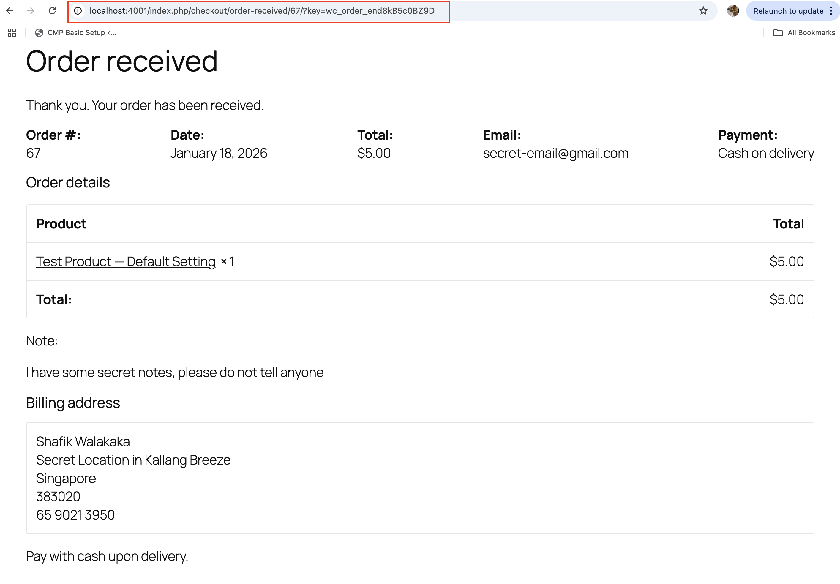 woocommerce success page URL