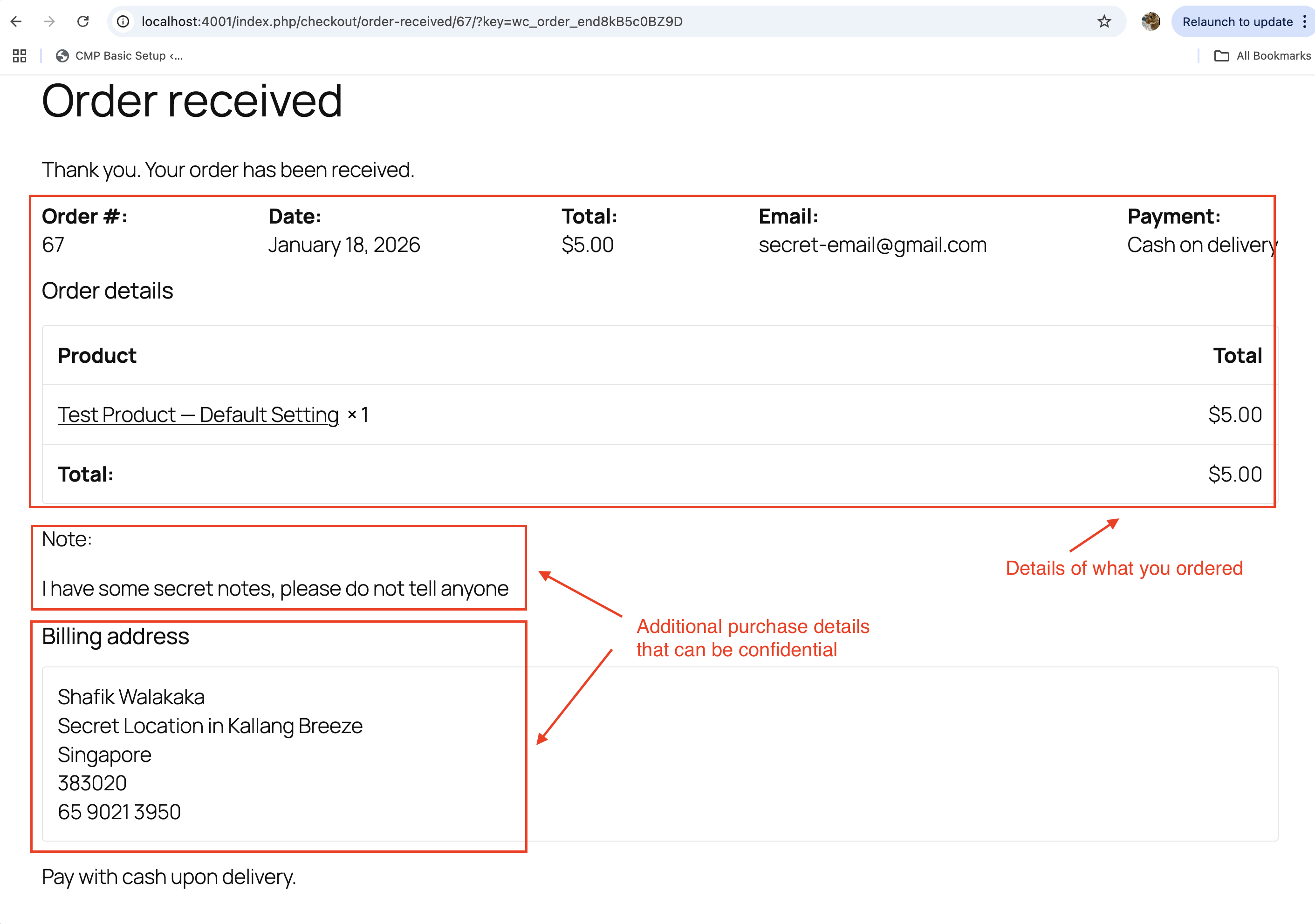 woocommerce success page