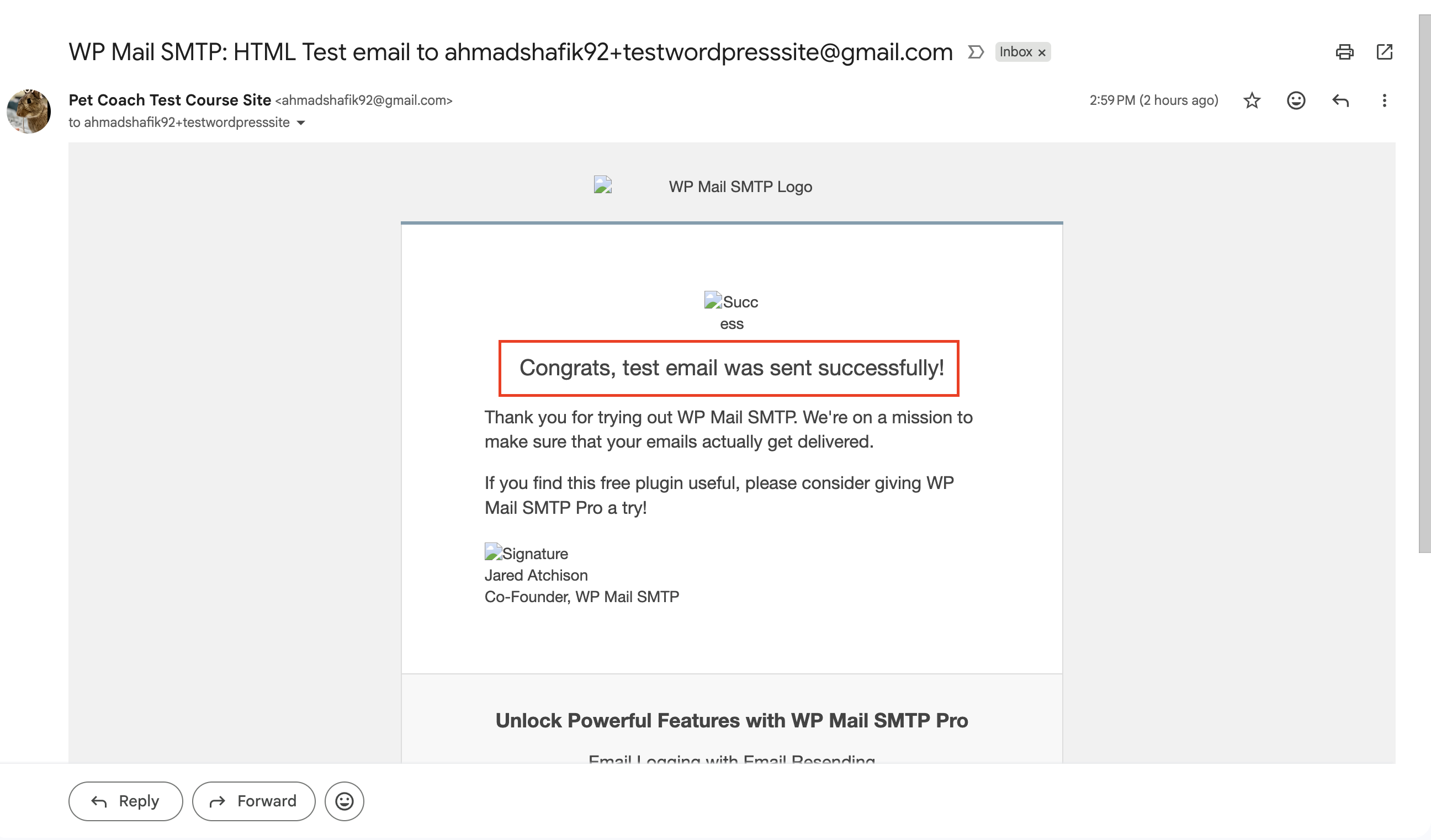 test local email send out