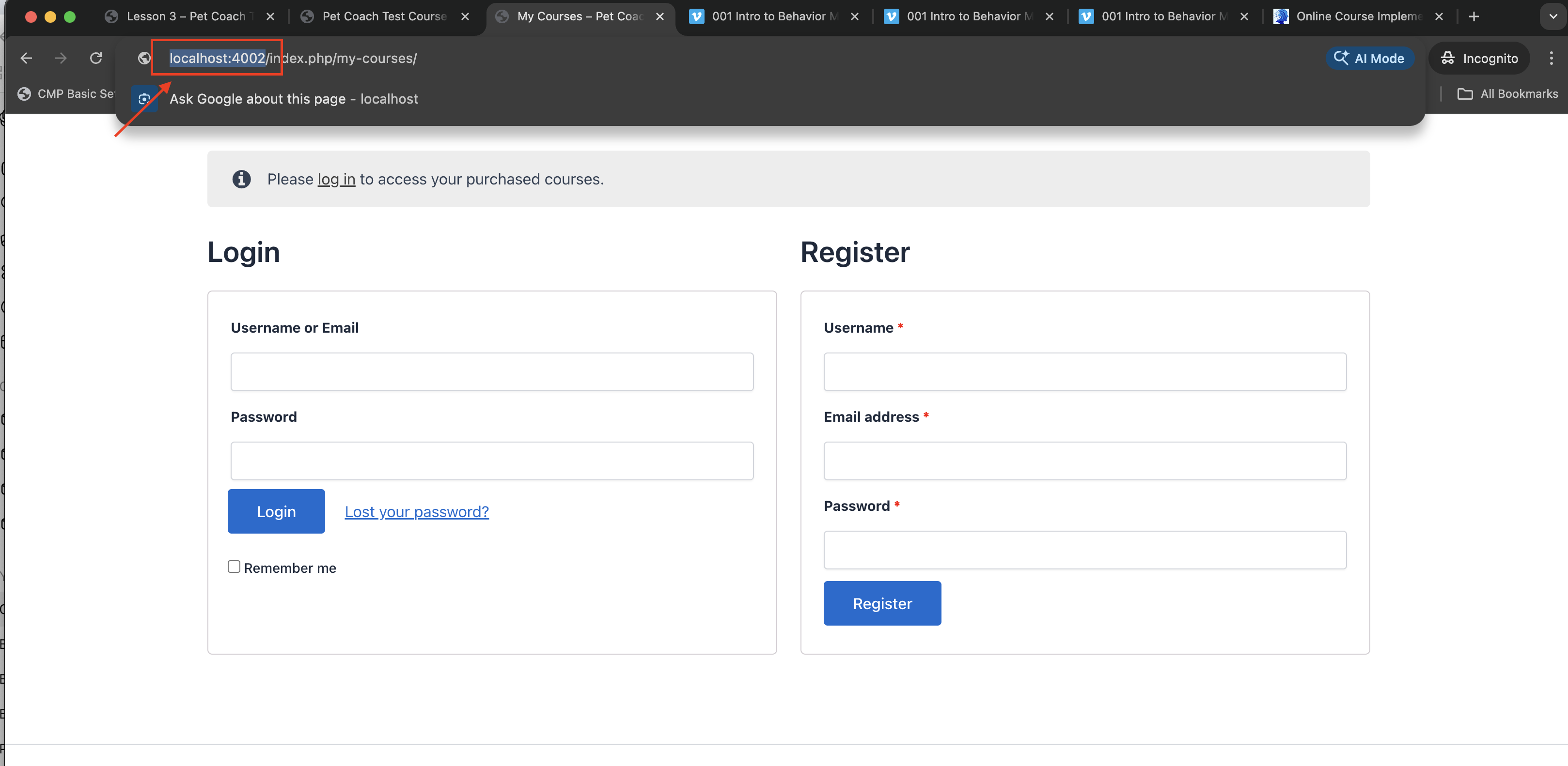 localhost port 4002 testing