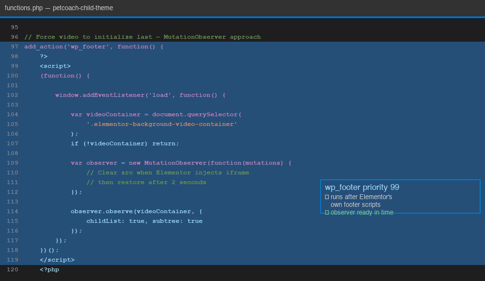 functions.php MutationObserver implementation