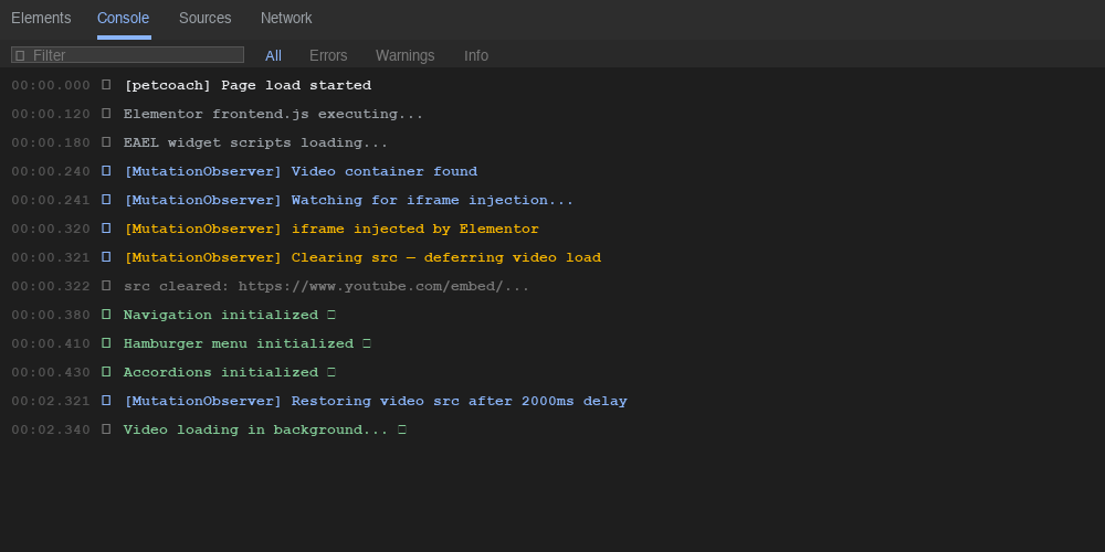 Browser console showing MutationObserver intercepting iframe