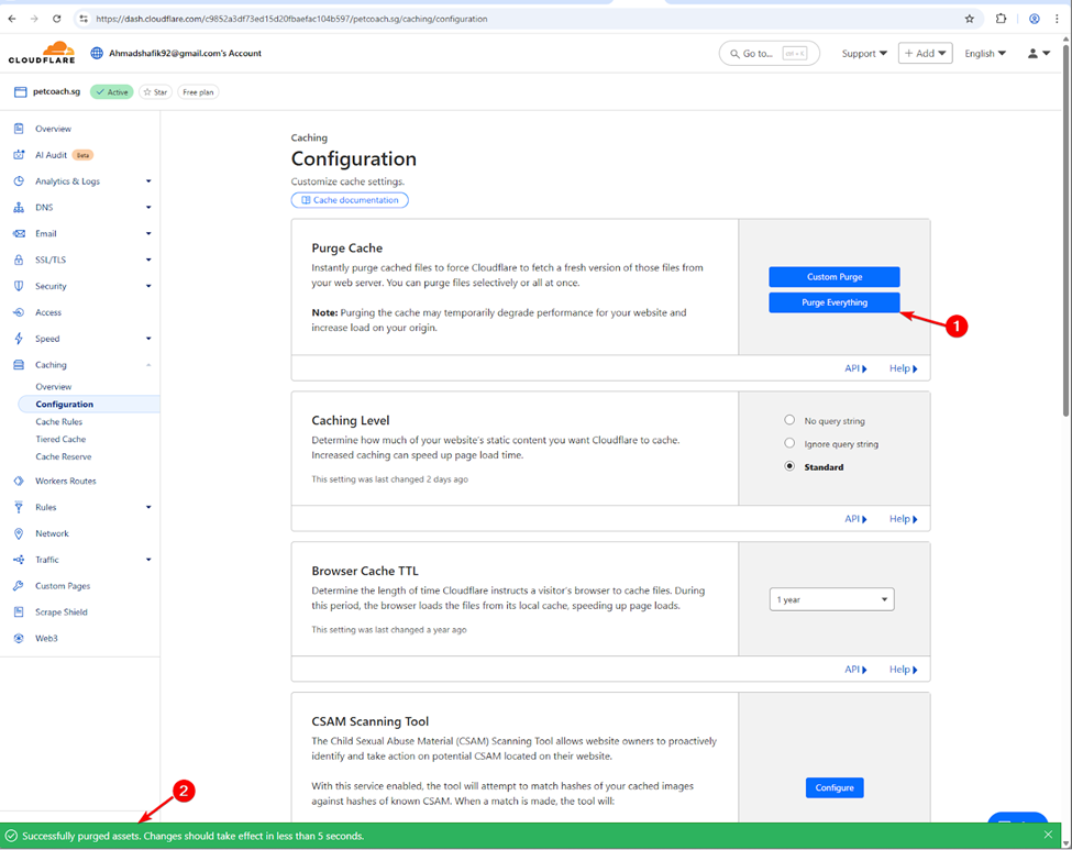 Purge cloudflare cache