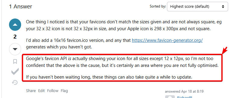 Favicon accessible by google