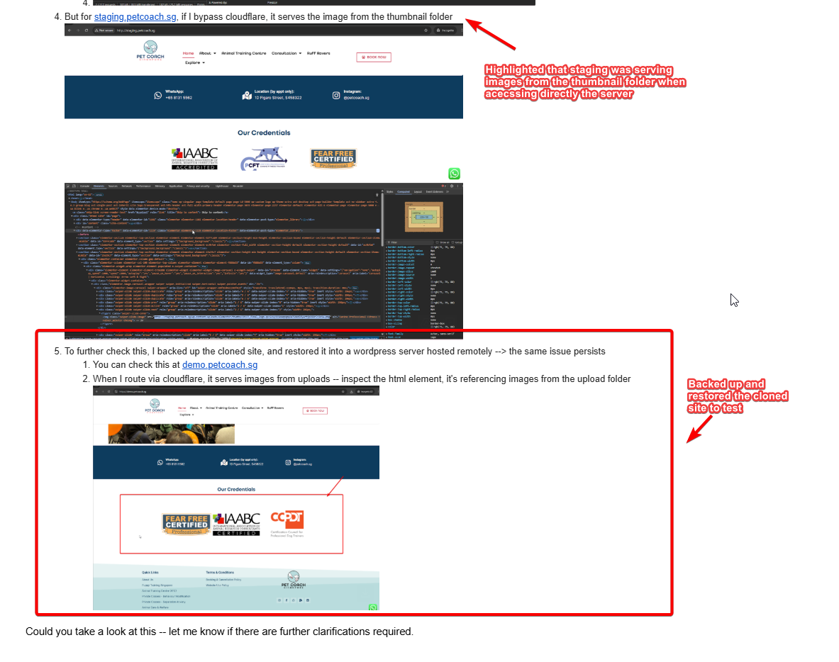 backed up and restored cloned site to test
