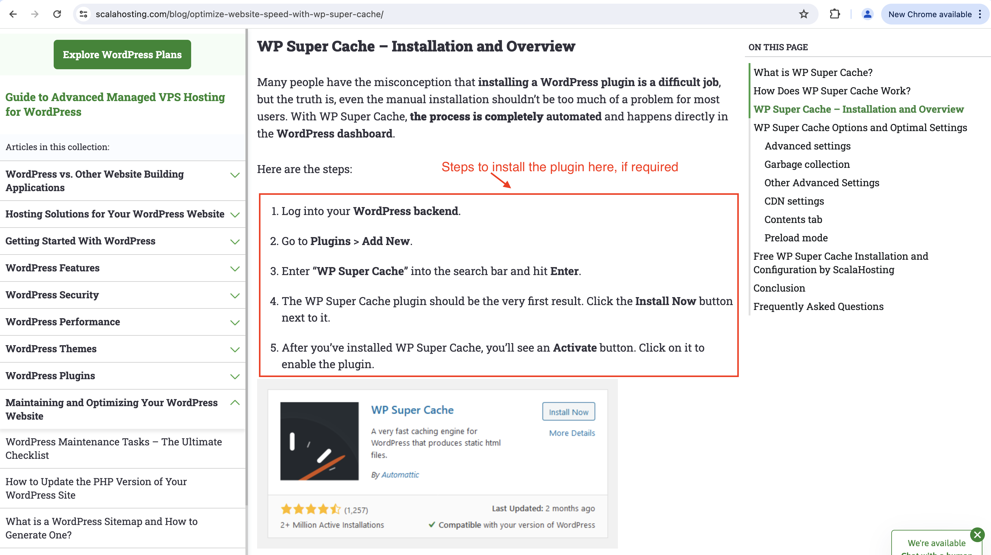 Steps to install WP Super Cache Plugin