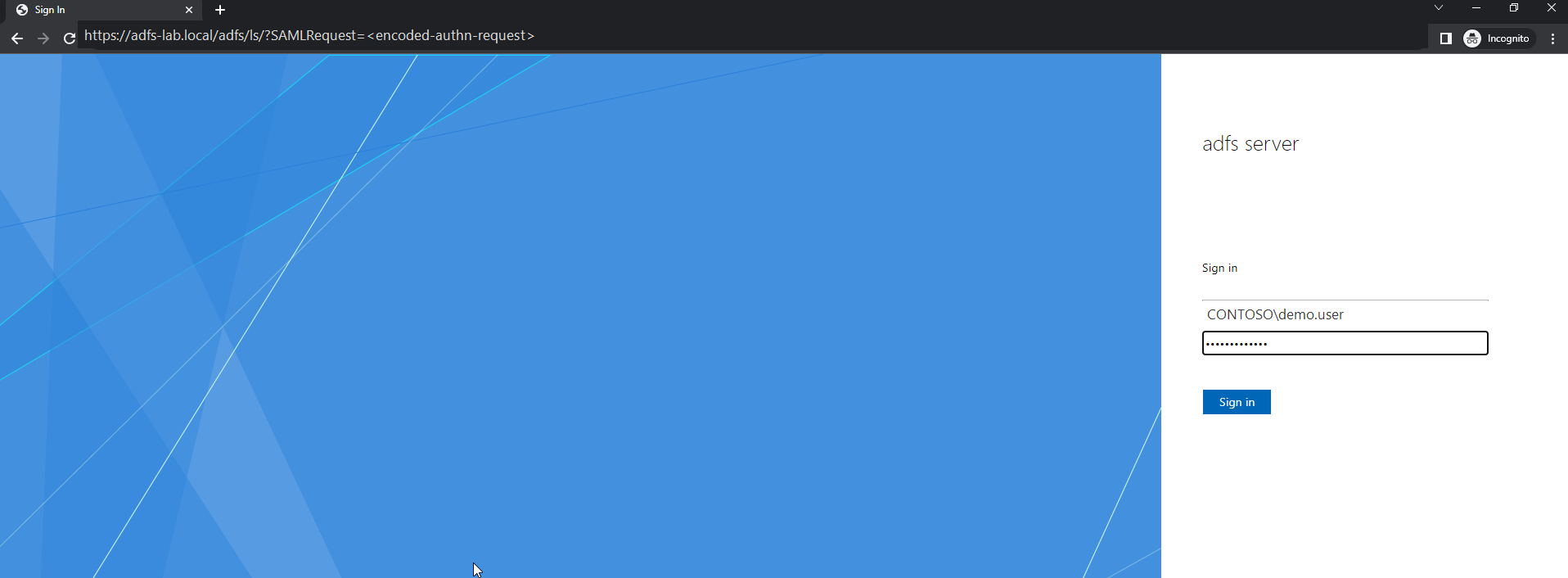 Sign in with a test AD account