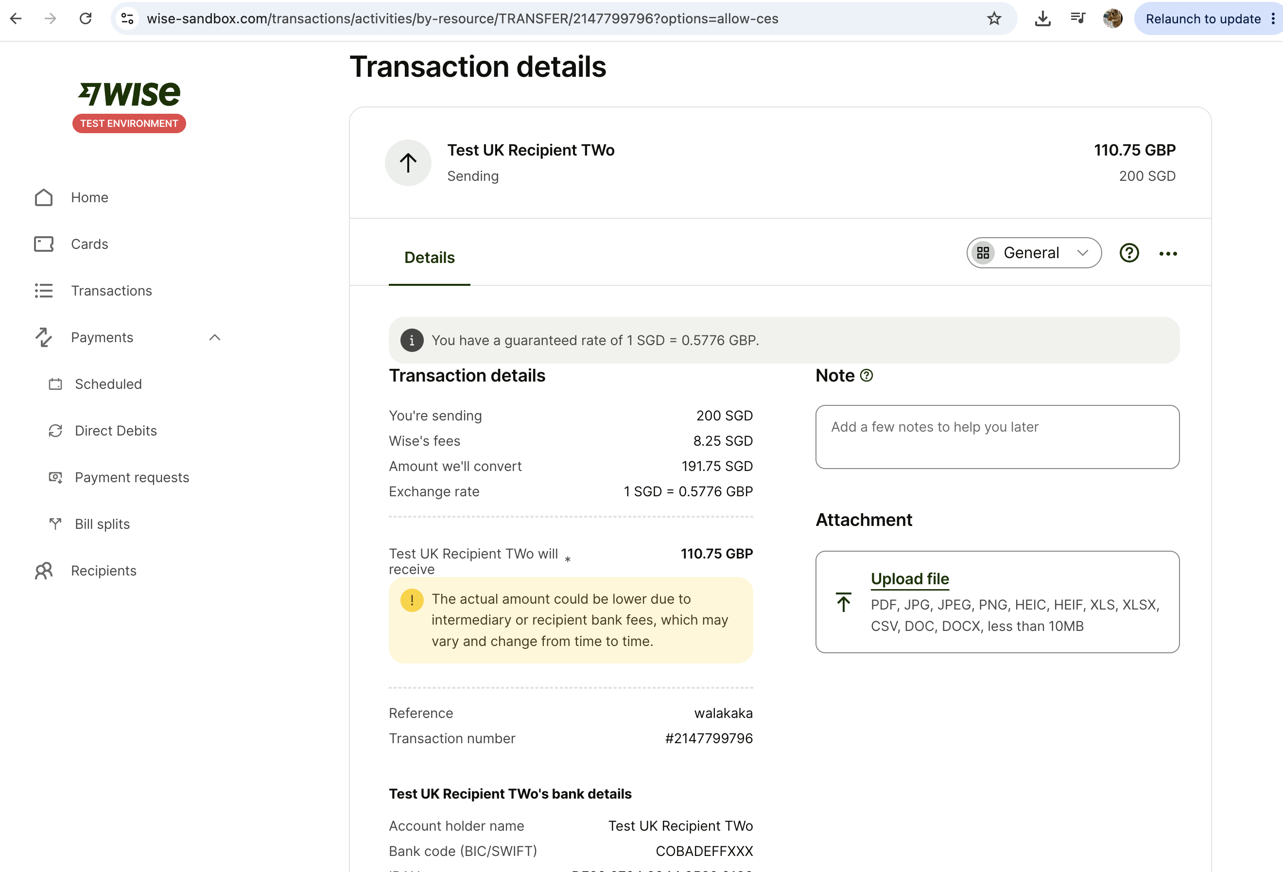 Sandbox UI: Sending state