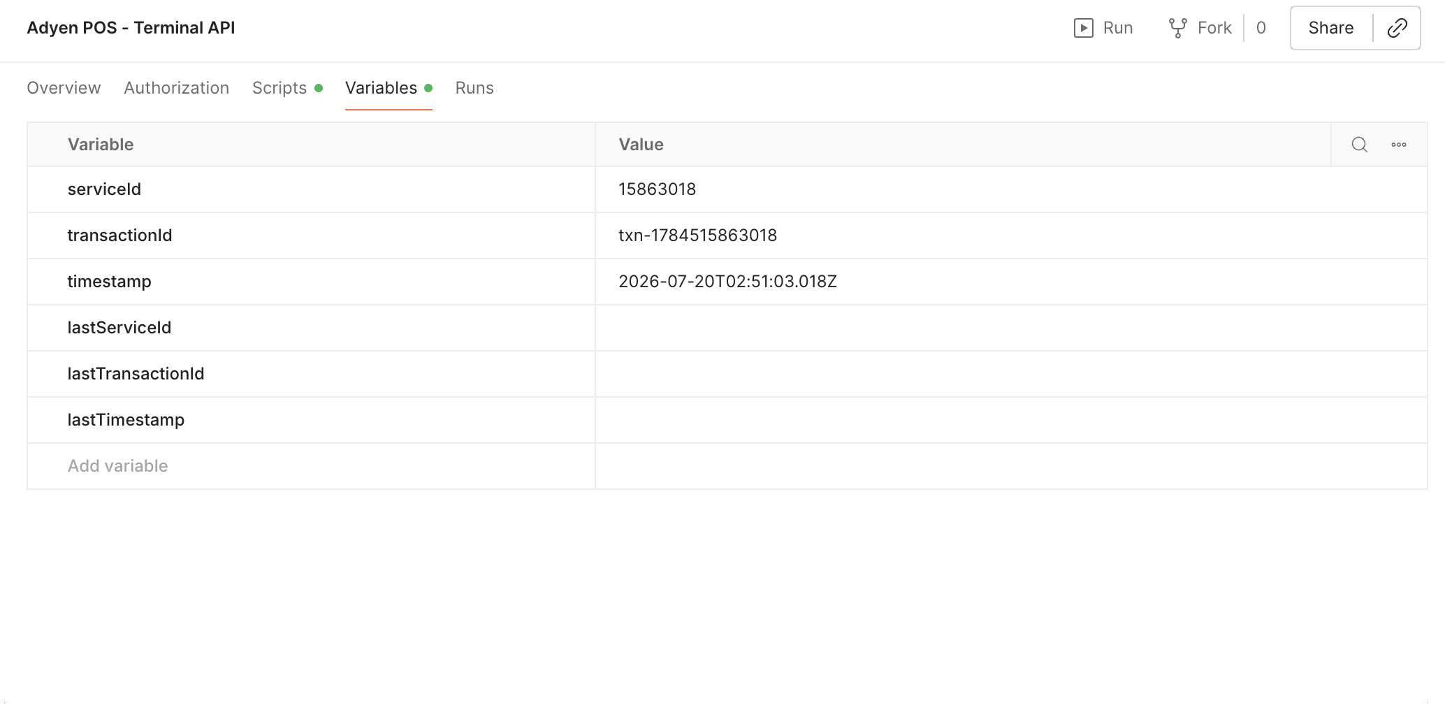 Postman collection variables immediately after the run