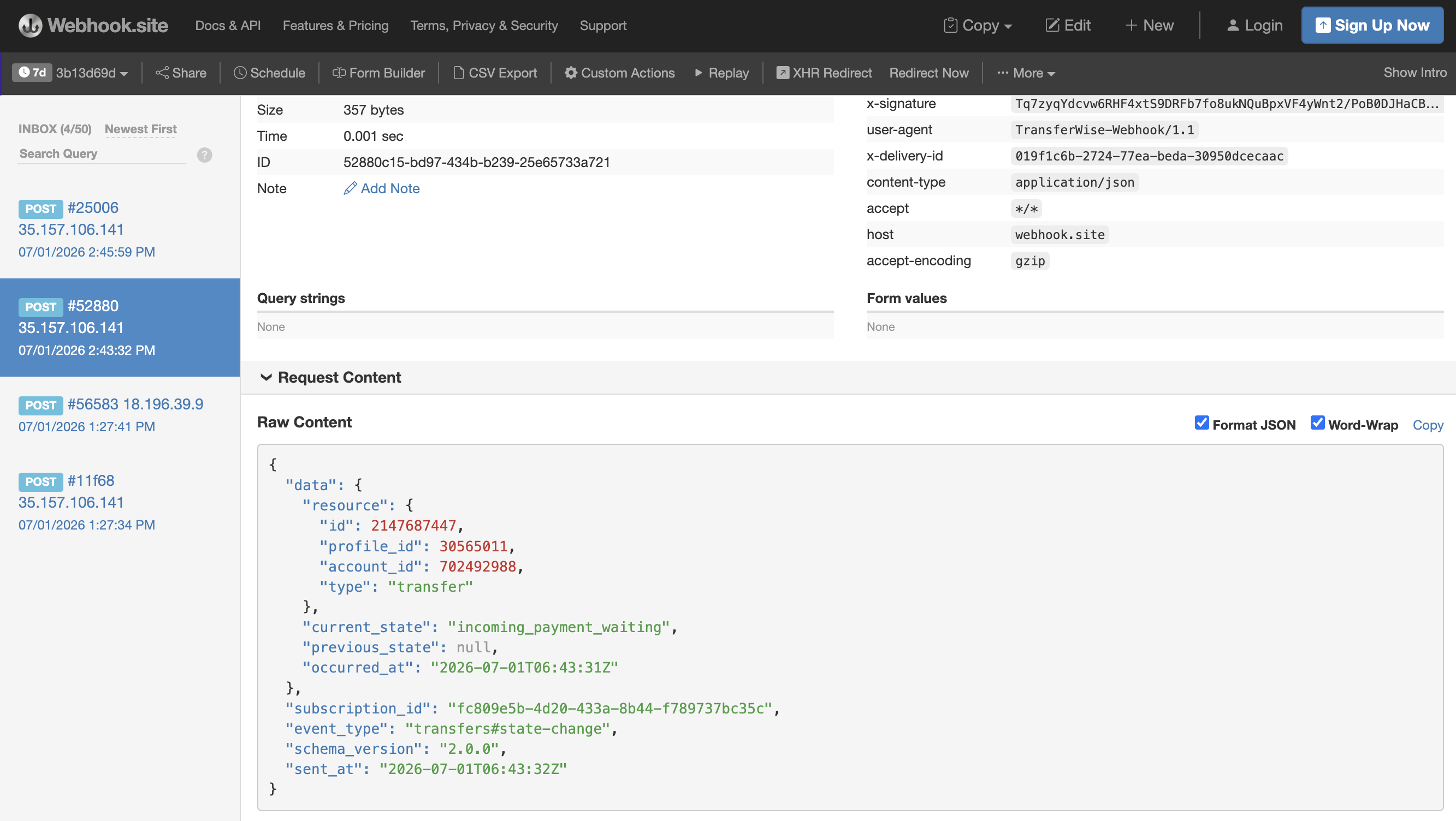 Webhook: incoming_payment_waiting