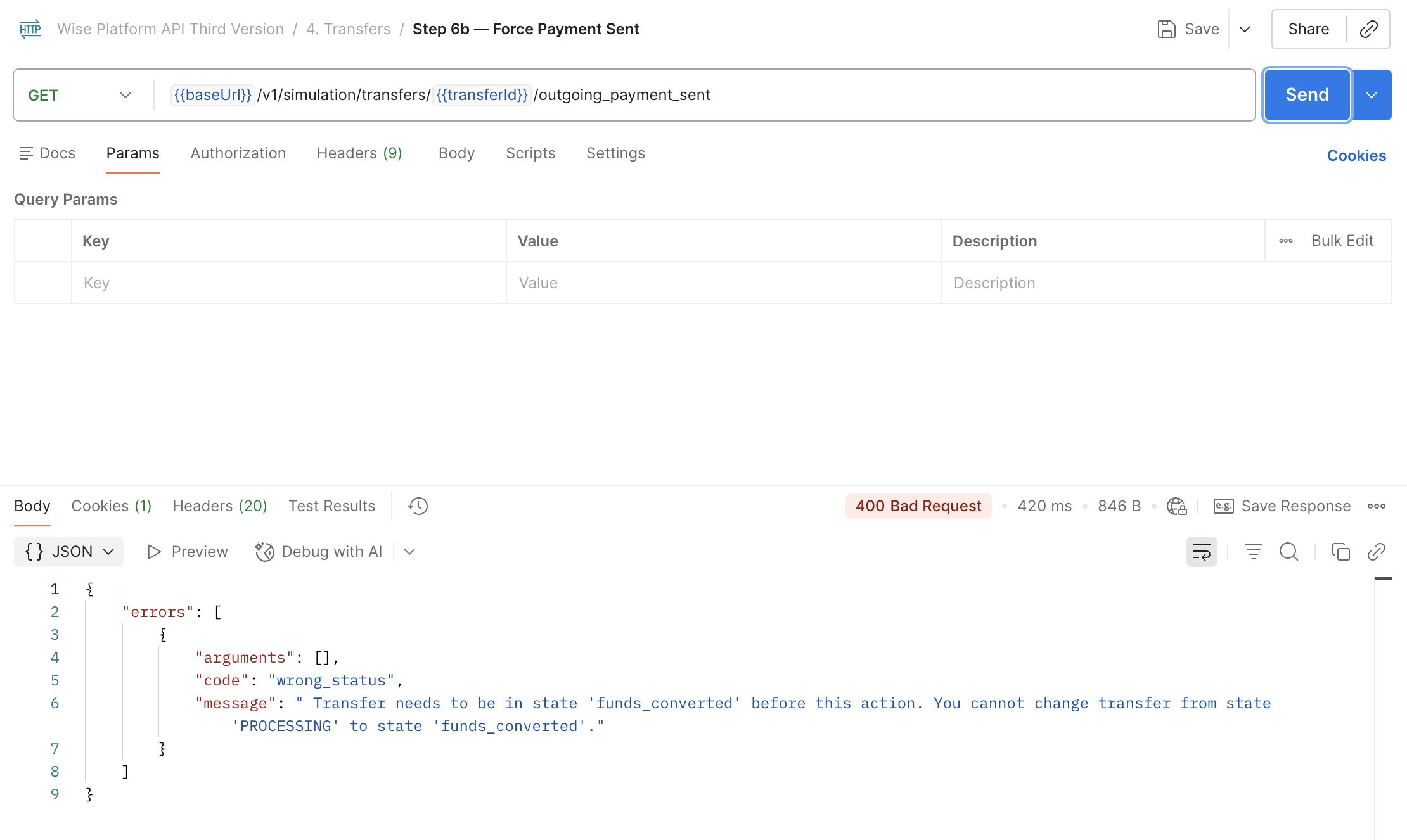 Simulation outgoing_payment_sent attempt