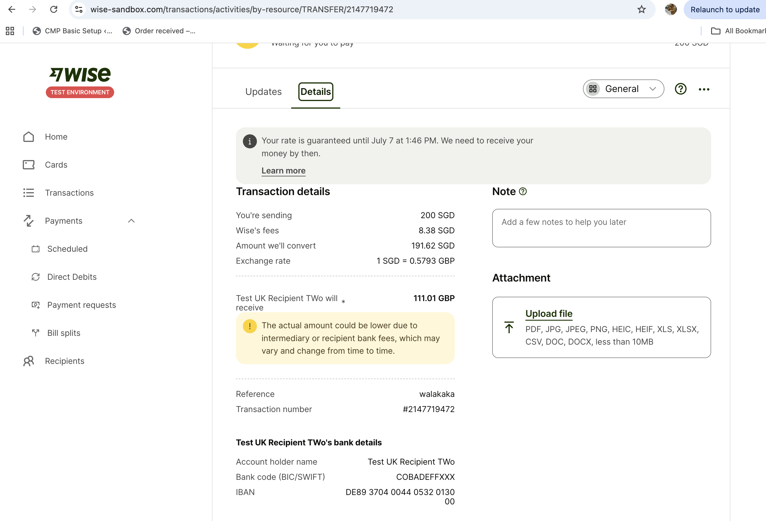 Wise UI rate guarantee cross-check