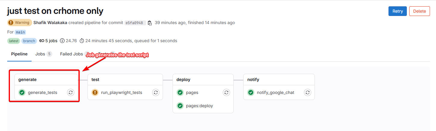 generate test script job
